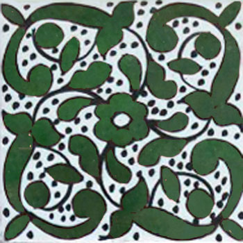 Mosaic House Moroccan tile Indira 1-10 White Green  hand painted handpainted 